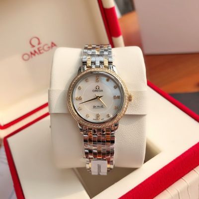 Omega De Ville 27.4MM Cal.1376 6 Real Diamonds Lady Gold and Diamond Bezel Watch